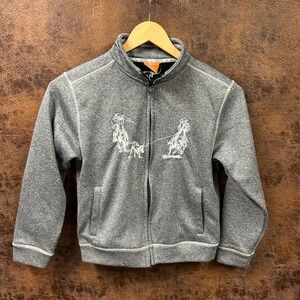 Cowboy Hardware embroidery full zip hooded sweatshirt Unisex Youth XL grey